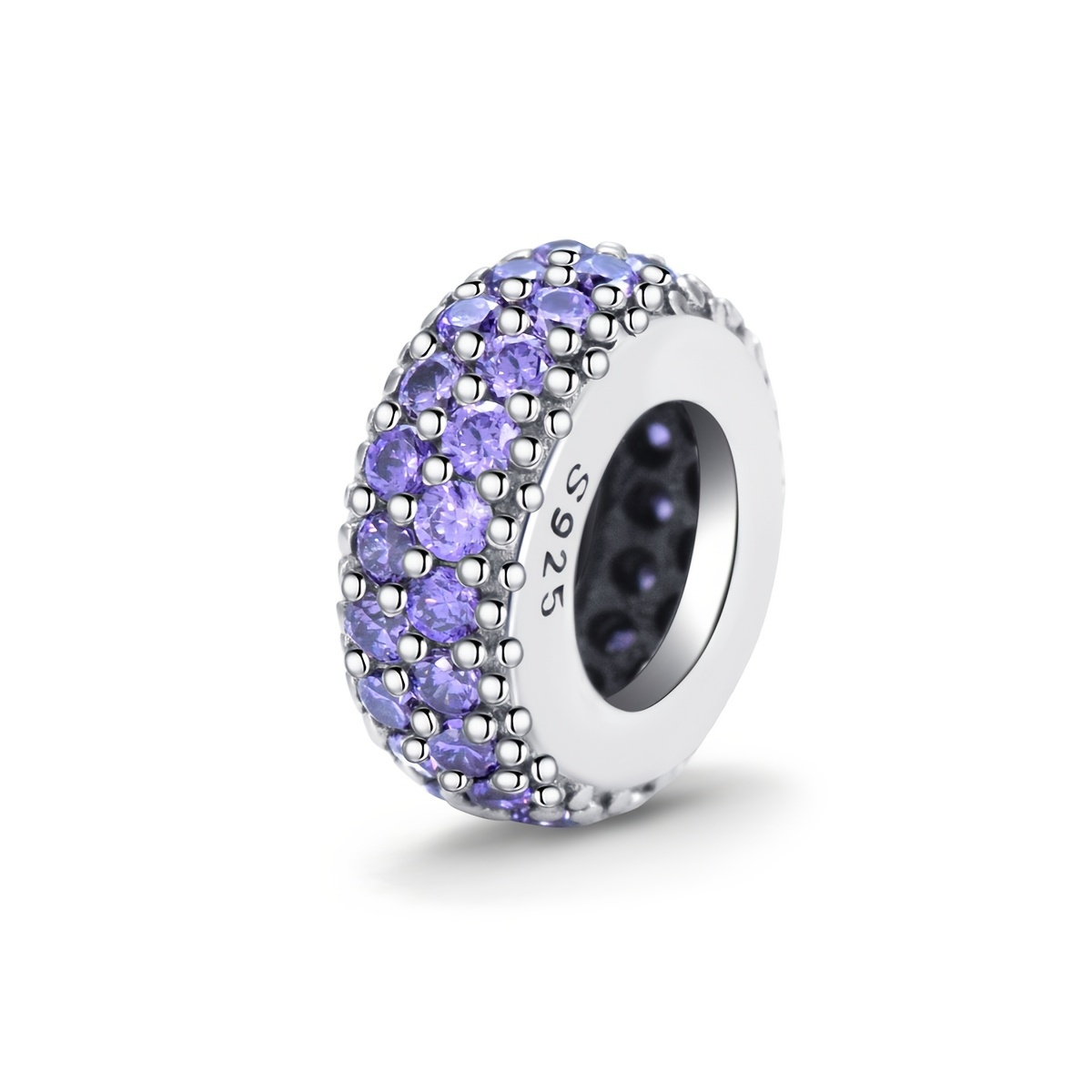 925 Silver Bead with Zirconia Inlay Jewelry for Female DIY